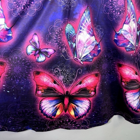 RoseGal Purple Pink Galaxy Butterfly Mandala Lace Up Swing Top Womens Plus Sz 4X - Picture 11 of 12